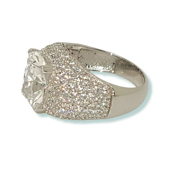 10.37ctw Cushion & Round Platinum on 925 Ring - Picture 8 of 9